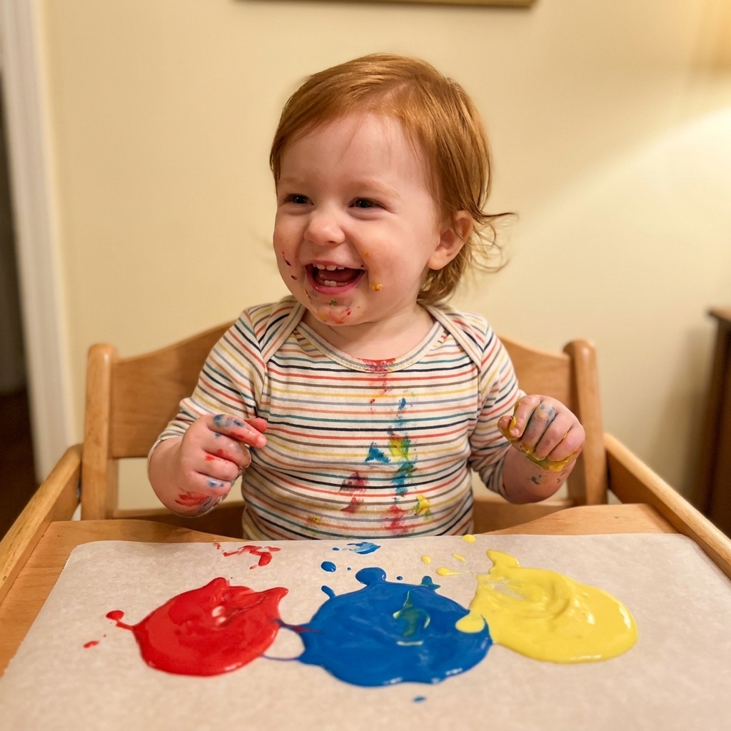 Taste-Safe Finger Painting for 1-Year-Olds
