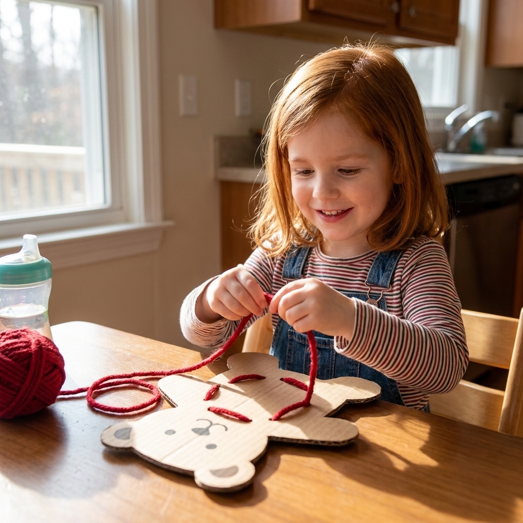 DIY Threading and Lacing Cards for Preschoolers